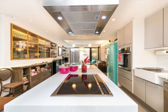 cozinhas modernas geladeira azul branca