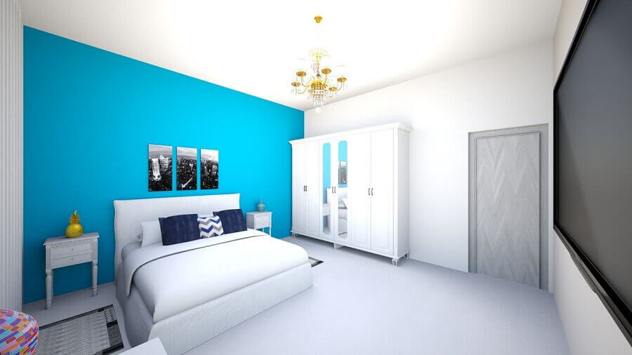 lustre para quarto de casal azul e branco