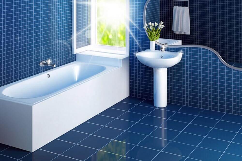 pisos para banheiro azul