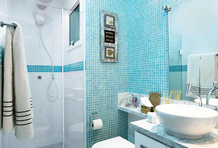 Azulejos para banheiro cerâmica azul