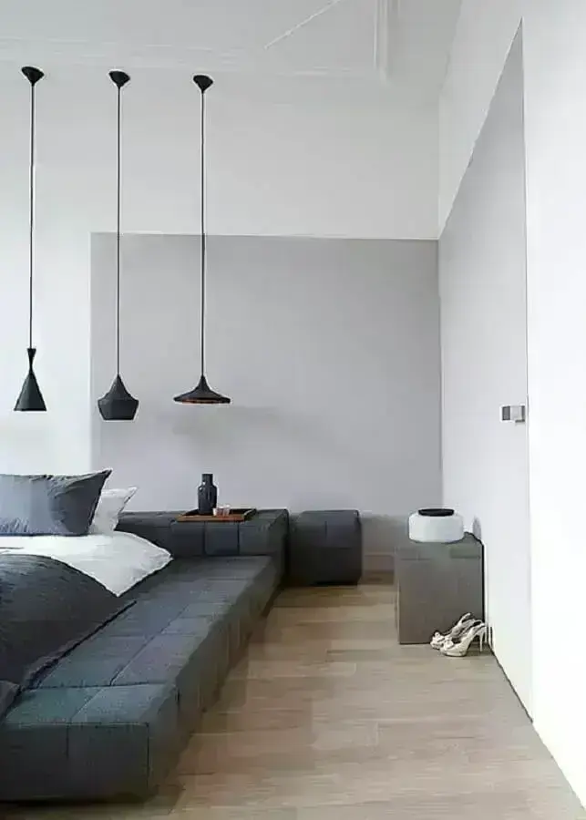 decoração minimalista com luminárias de teto para quarto Foto Pinterest