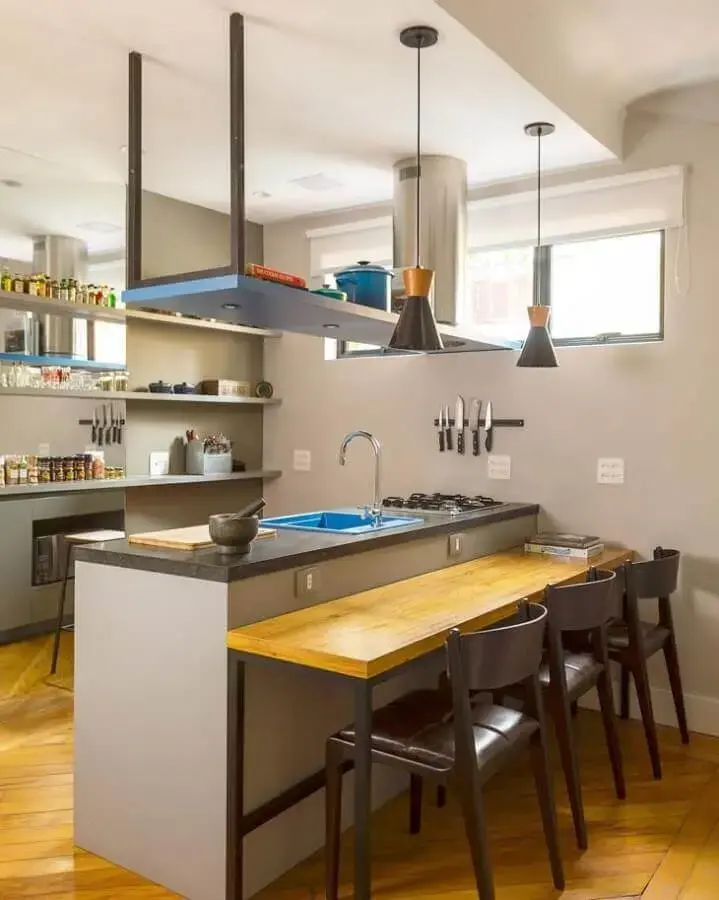 decoração moderna com bancada para cozinha americana Foto DT Estudio Arquitetura