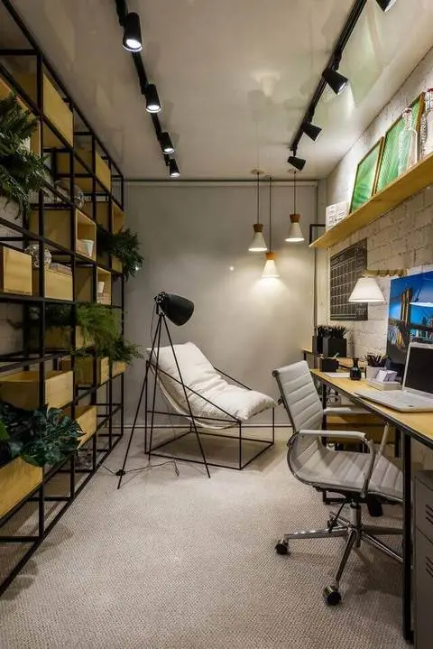 Plantas para apartamento - escritório moderno com nichos com plantas 