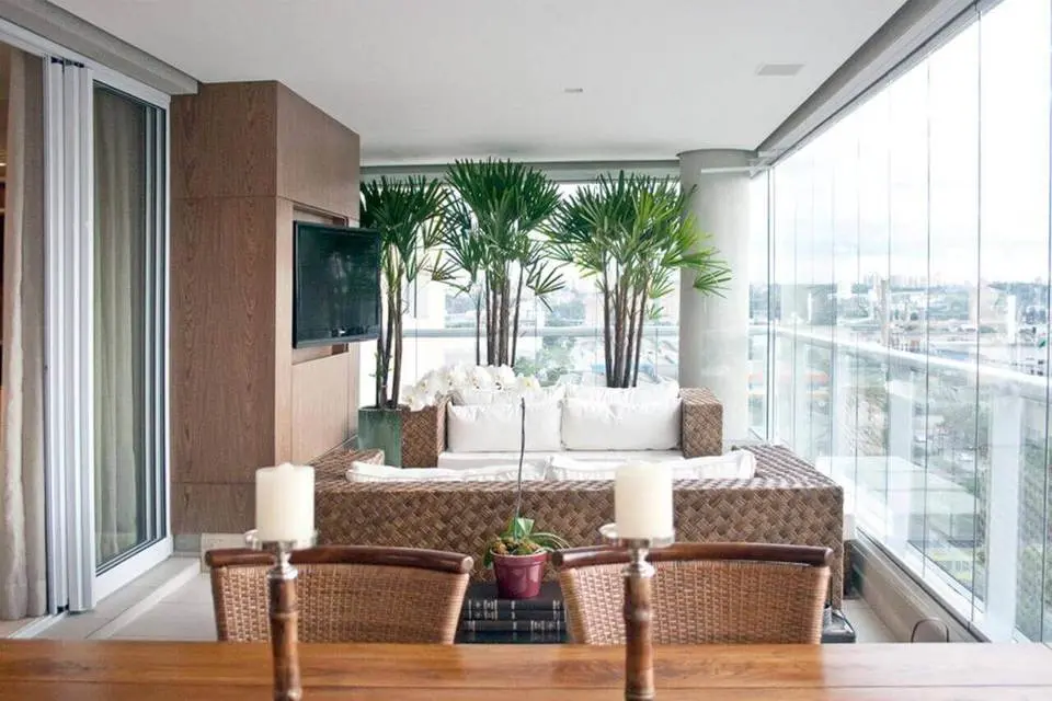 Plantas para apartamento - varanda com sofá e plantas 