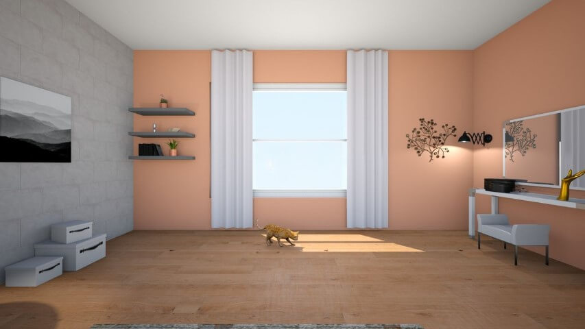 Sala com pisos que imitam madeira Projeto de Patty Sampaio