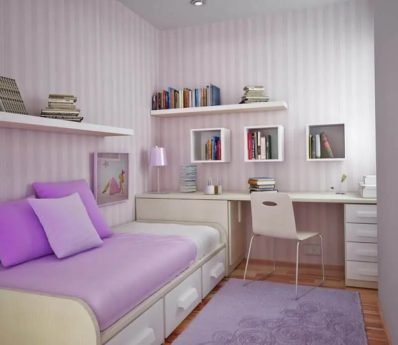 quarto feminino pequeno lilás