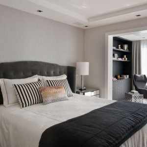 quartos de casal decorados com cabeceira cinza
