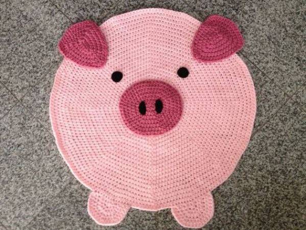 tapetes de barbante de desenho porco porquinho