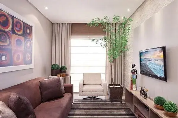 É possível utilizar plantas altas na decoração de sala pequena