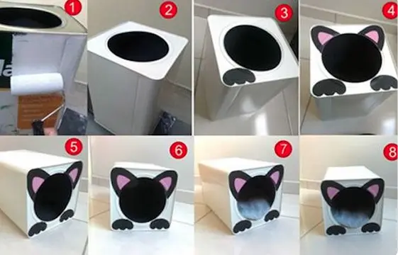 casa de gato Decoração com Reciclagem
