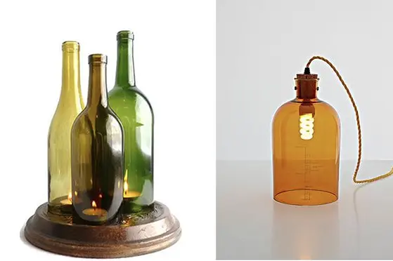 garrafas com vela Decoração com Reciclagem