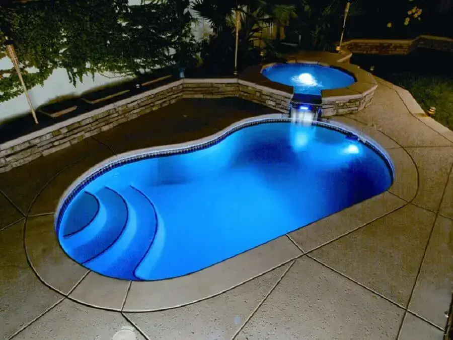 iluminação piscina de fibra