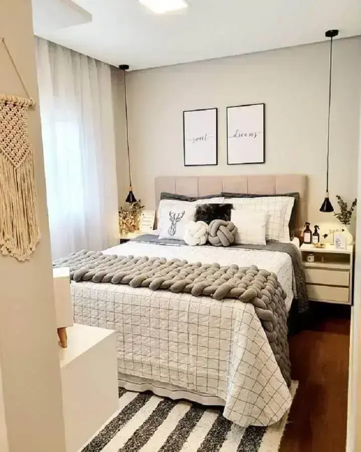 decoração de quarto de casal pequeno Foto Jeito de Casa