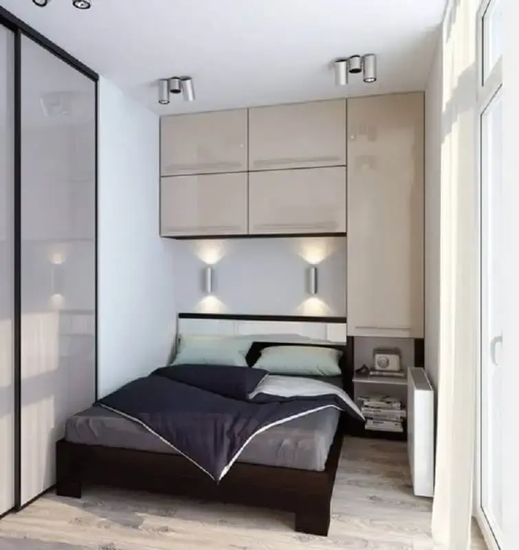 decoração de quarto de casal pequeno planejado moderno Foto Smart Organizer