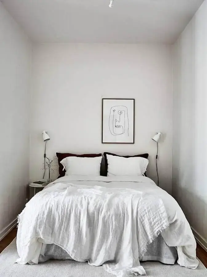 decoração minimalista de quarto de casal pequeno Foto Coco Lapine Design