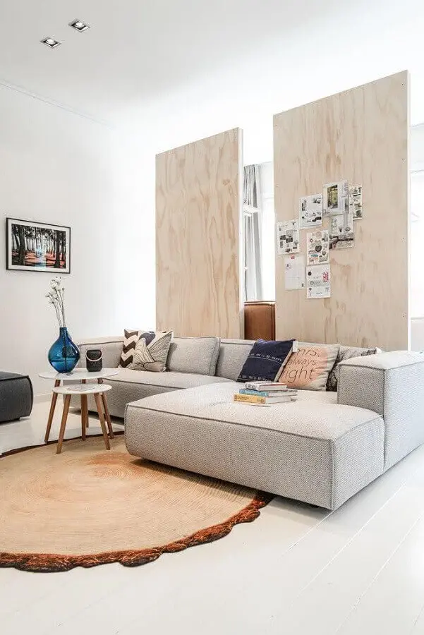 modelo de sofá com chaise para sala moderna e minimalista