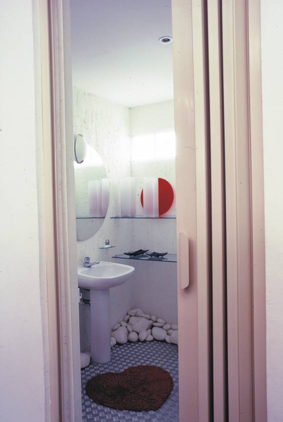 porta sanfonada no banheiro branco