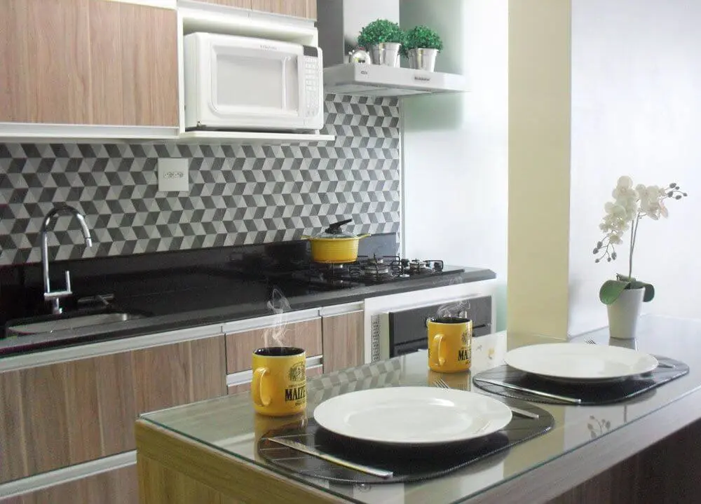 Cozinhas modernas com rodabanca geométrica Projeto de Casa3 Casa3