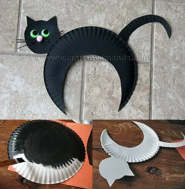 diy decoração de halloween gato preto