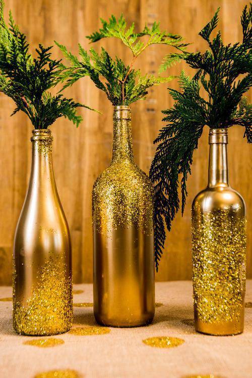 enfeites de natal garrafa dourada