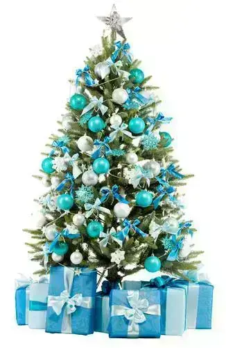 Christmas tree with blue decoration
