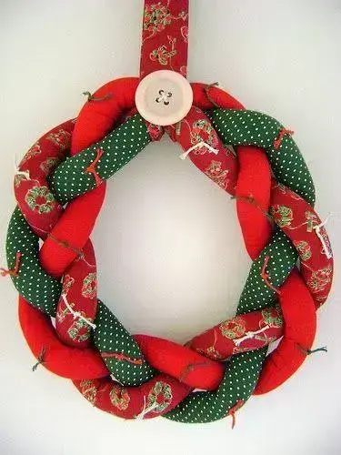 Christmas wreath with braided fabric