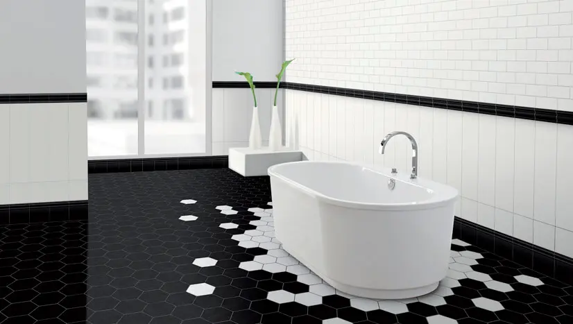 Cerâmica para banheiro preto e branco