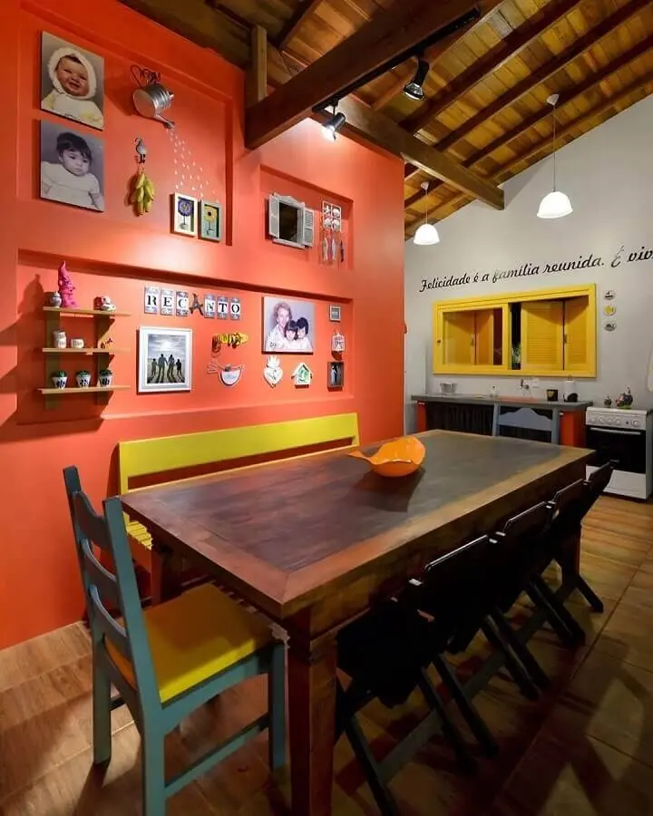 cores quentes para decoração de sala de jantar simples Foto Arquitetando Ideias