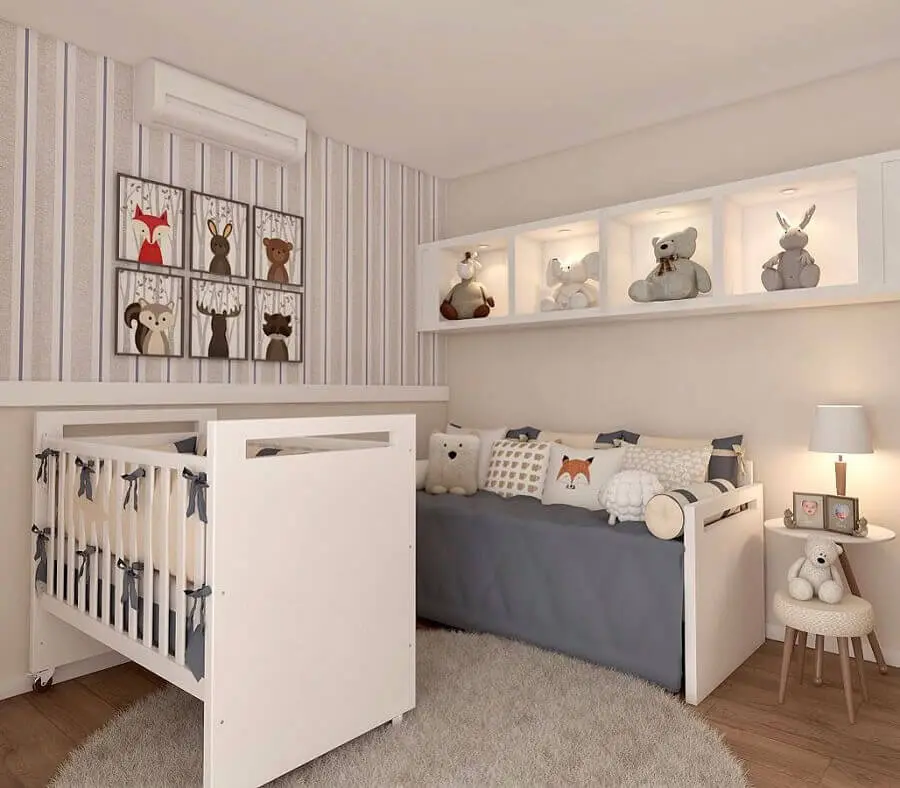decoração com tapete redondo para quarto de bebê cinza Foto Magda Carmo Arquitetura