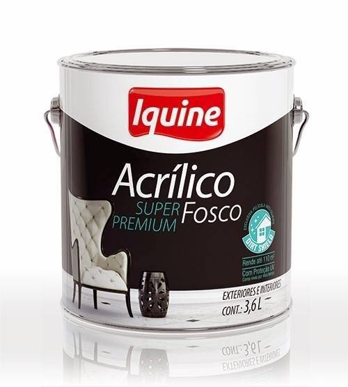 A tinta Acrílico Fosco Super Premium é destaque no catálogo das Tintas Iquine. Oferece película antissujeira, autolimpante, antibactérias e com proteção UV.