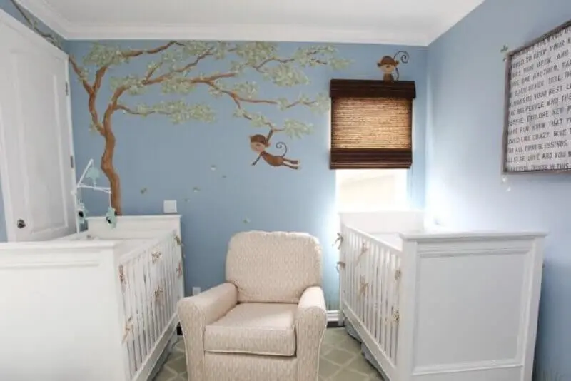 adesivos para quarto de bebê branco com paredes azuis Foto Pequena Milla