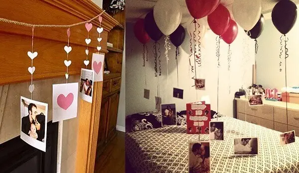 No dia dos namorados decore o ambiente com balões e fotos