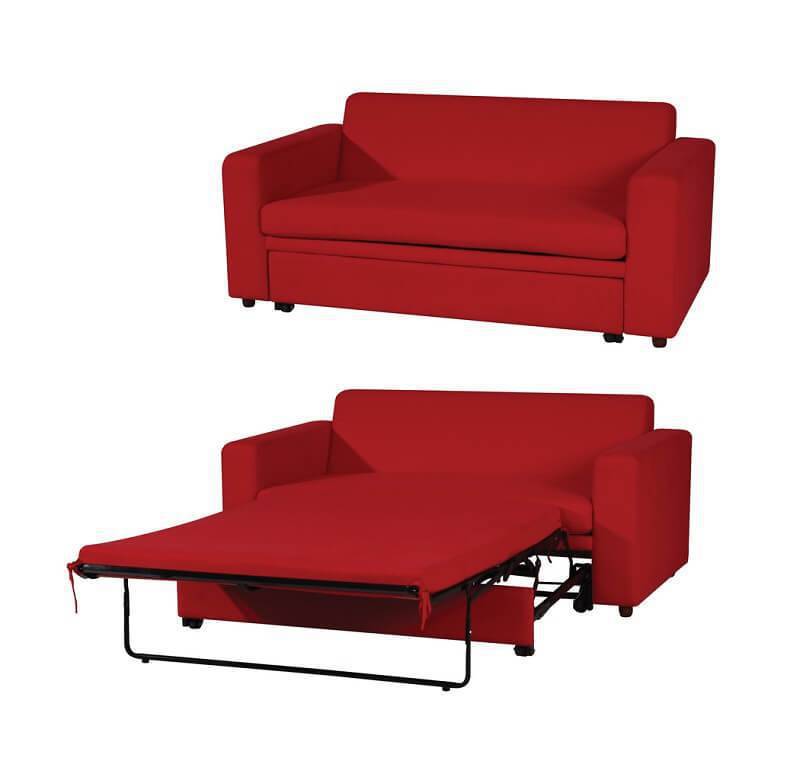 sofa cama vermelho aberto