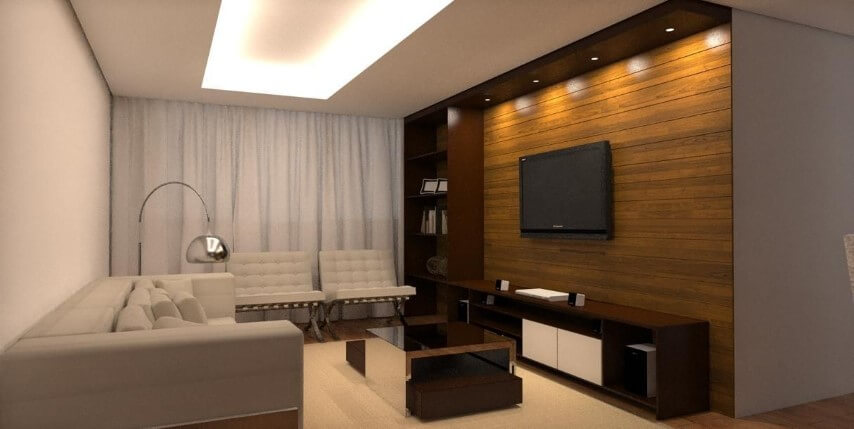 Sala de estar com sanca de gesso aberta Projeto de Only Design