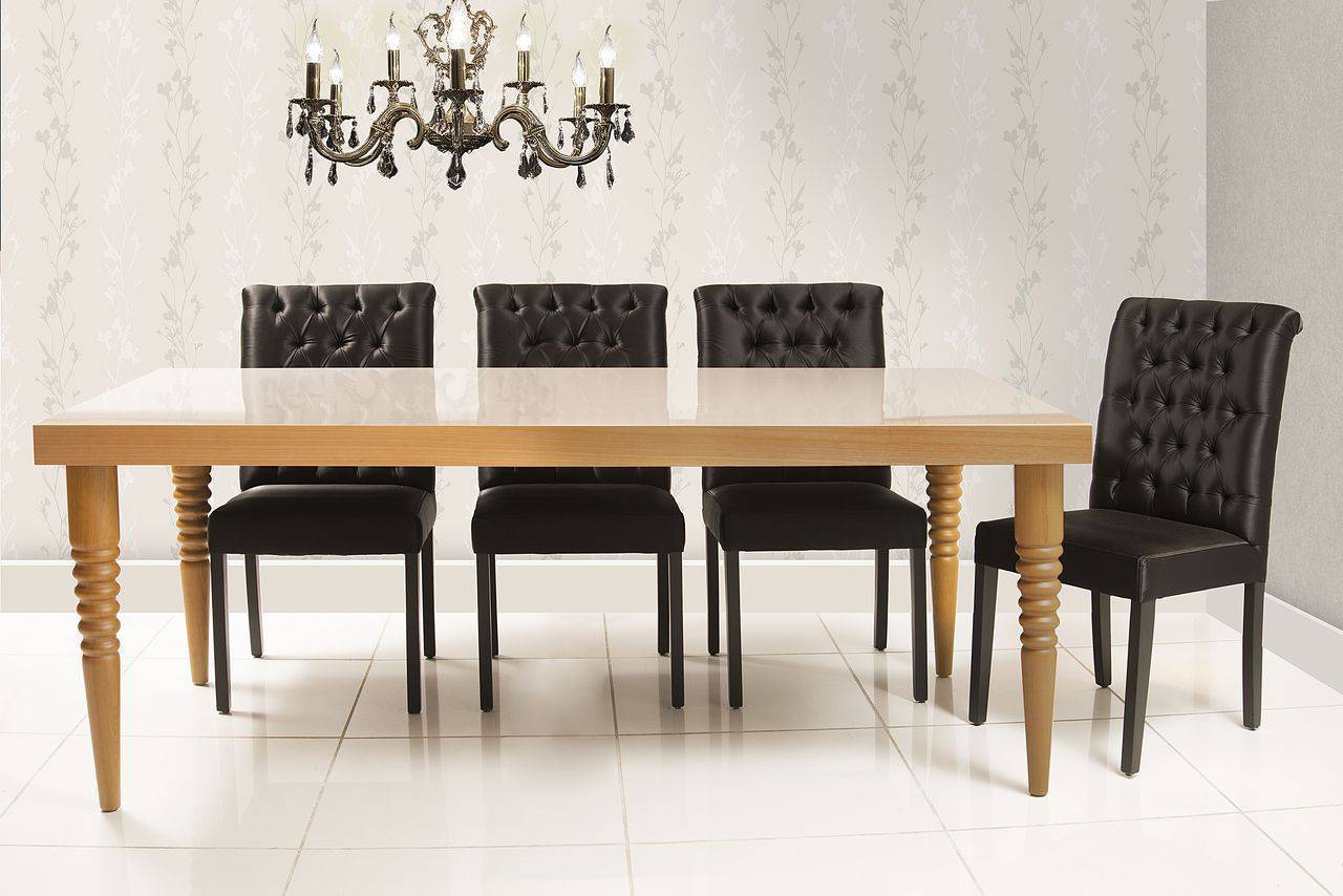 cadeiras sala de jantar preta estofada mobiliario daf 134850