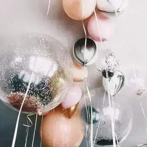 Decoração de festa de 15 anos - Balões com brilhos