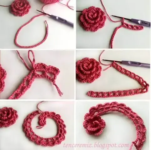 Flores de crochê vermelhas