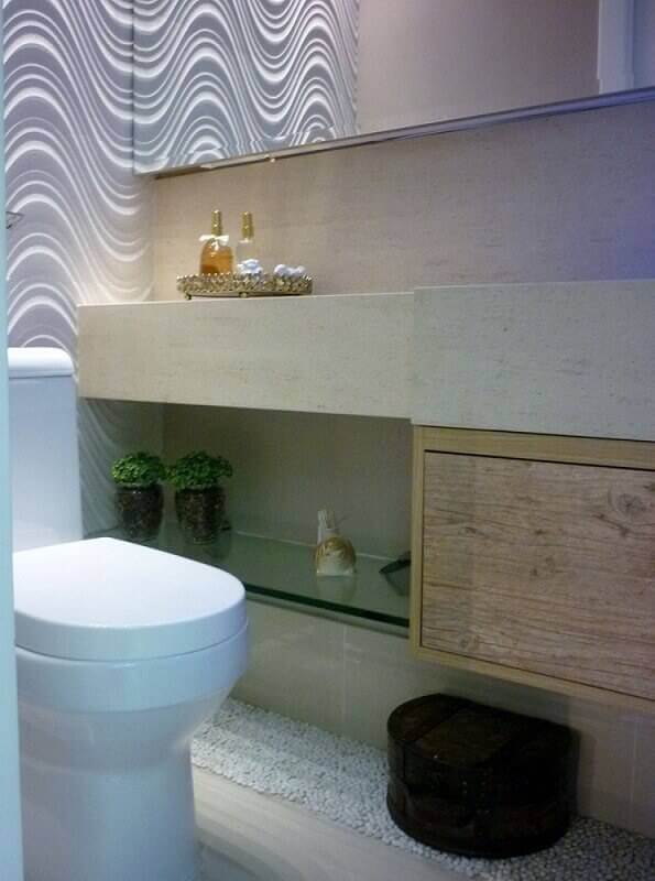 Revestimento de parede 3D de ondas no banheiro Projeto de Andrea del Monaco