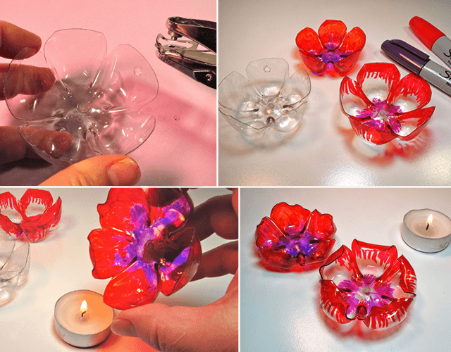 artesanato com garrafa pet enfeite e flor