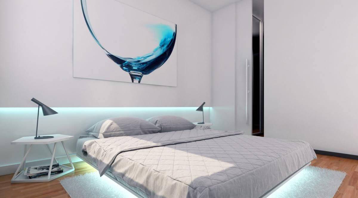 cama de casal futon com iluminacao raduan arquitetura 100110
