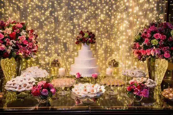 decoração de casamento mesa do bolo