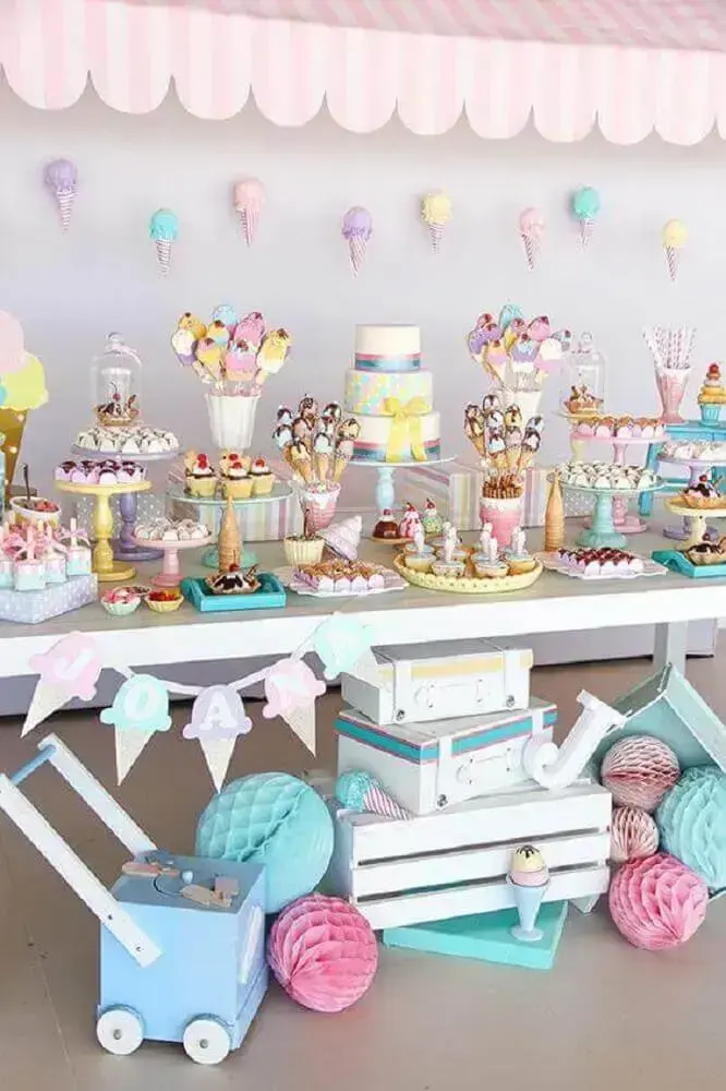 colourful decoration for baby tea with ice cream theme Photo The Holk