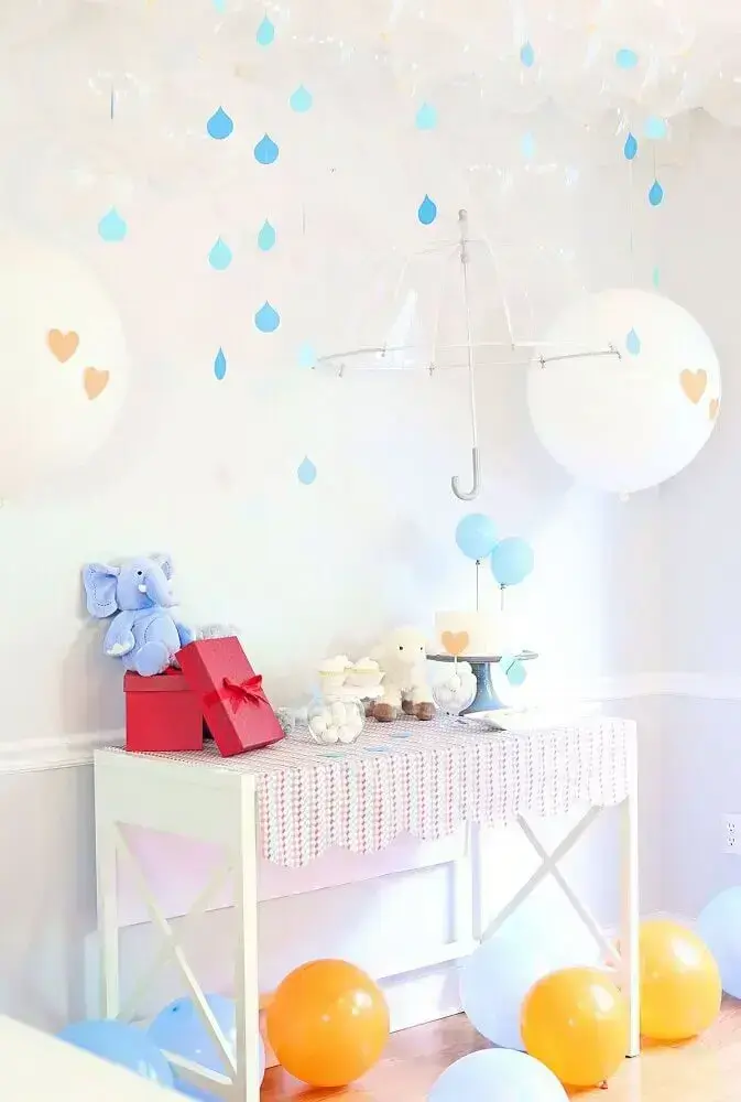 decoration for baby tea with umbrella and transparent balloons Photo The Celebration Shoppe