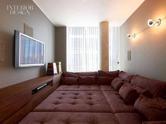 cinema em casa com sofa completo