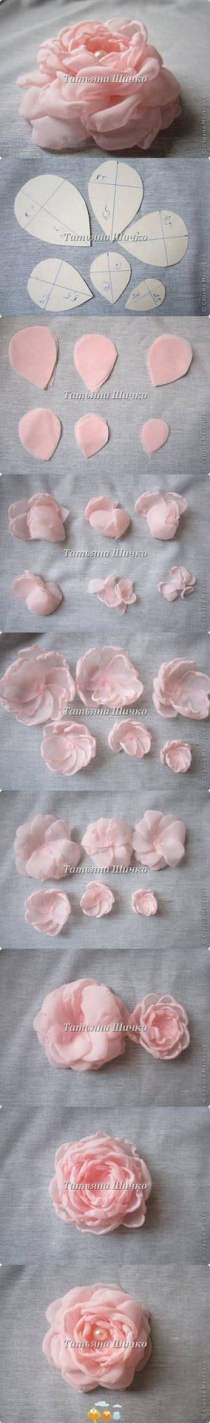 como fazer flor de tecido com moldes
