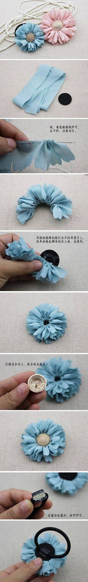 como fazer flor de tecido elastico tutorial