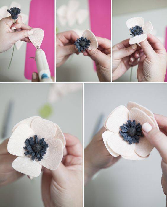 como fazer flor de tecido feltro