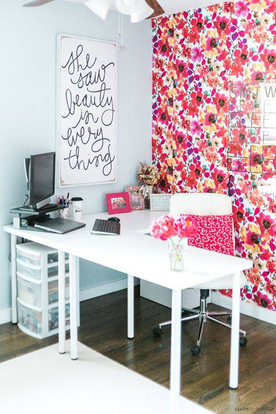 tecido para parede floral home office