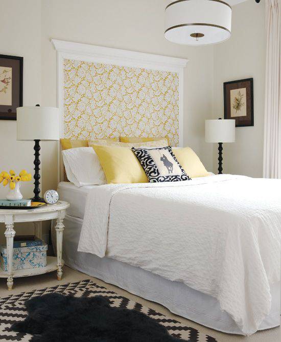 tecido para parede flores amarelas quarto de casal