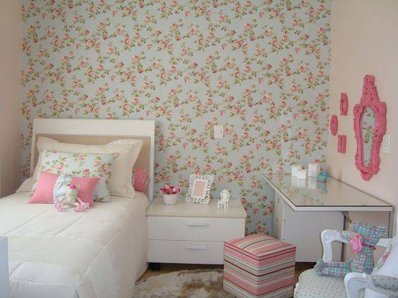 tecido para parede quarto de menina floral